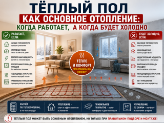 Тёплый пол как основное отопление: когда работает, а когда будет холодно